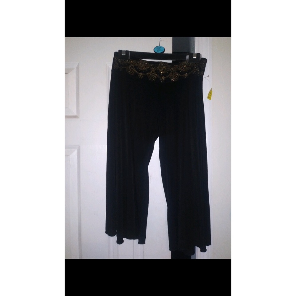 Black gauchos with gold waist